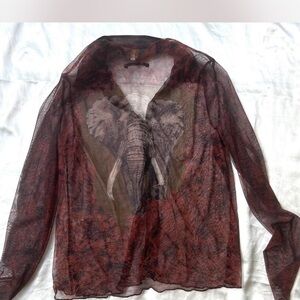 Sheer Top with Elephant Print
